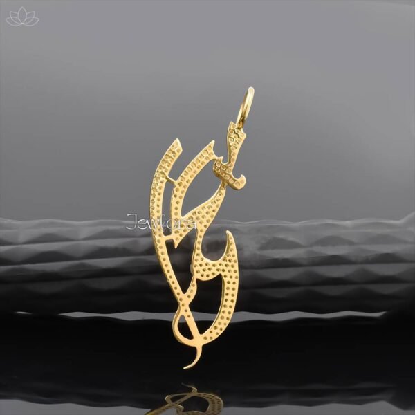 14K Yellow Gold Plated Diamond Allah Pendant Jewelry - Image 2