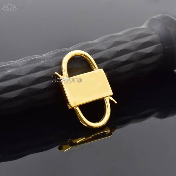14K Yellow Gold Plated Double Side Openable Star Padlock Jewelry - Image 2