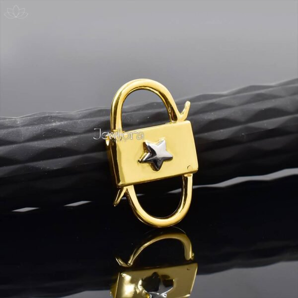 14K Yellow Gold Plated Double Side Openable Star Padlock Jewelry