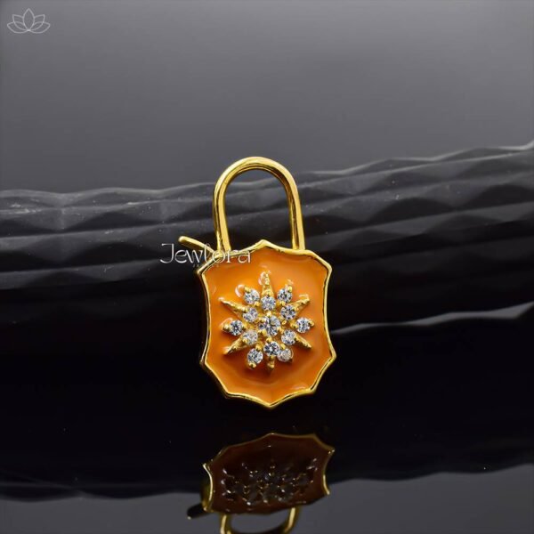 Designer White Cubic Zirconia Floral Pink Enamel Padlock Jewelry