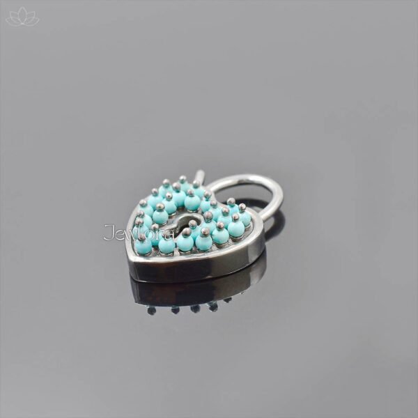 925 Silver Gray Plated Turquoise Heart Padlock Jewelry - Image 2