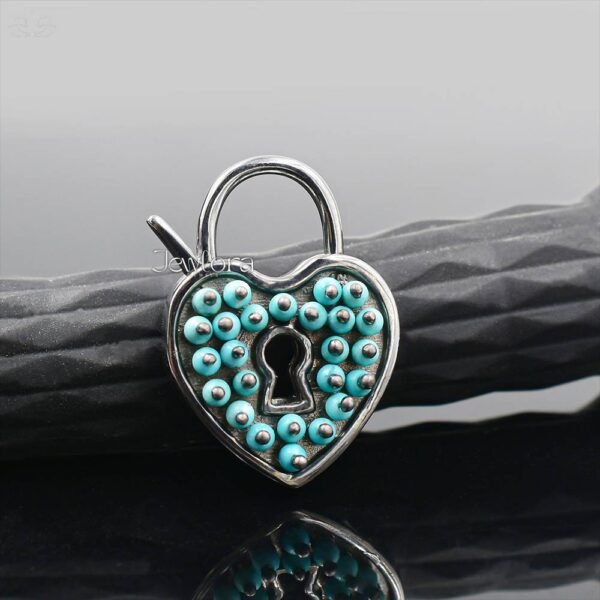 925 Silver Gray Plated Turquoise Heart Padlock Jewelry