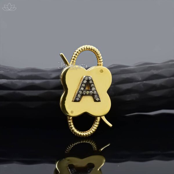 14K Yellow Gold Plated Diamond A Letter Padlock Jewelry