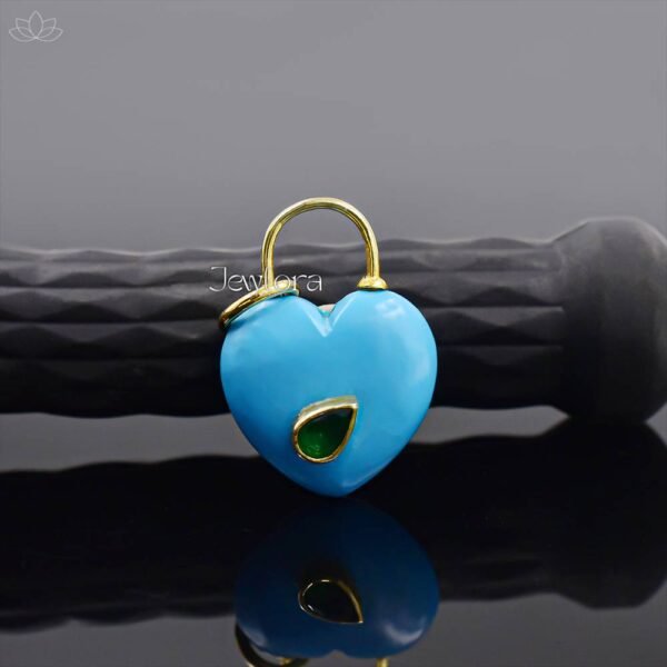 925 Silver Gold Plated Turquoise Heart Padlock Jewelry