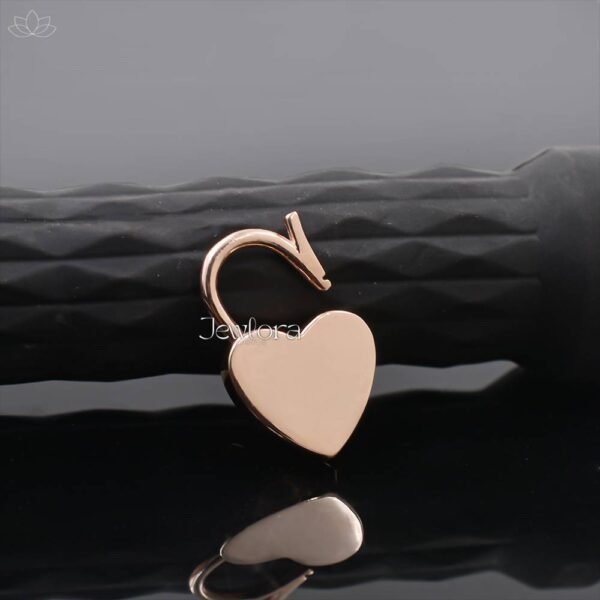 14K Rose Gold Plated Custom Initials Heart Padlock Jewelry - Image 3