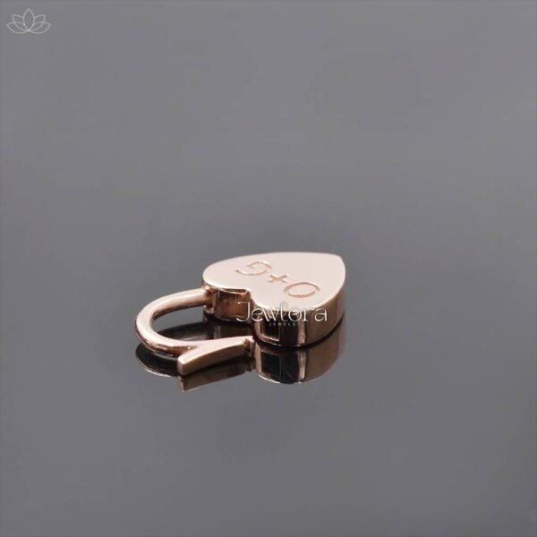 14K Rose Gold Plated Custom Initials Heart Padlock Jewelry - Image 4