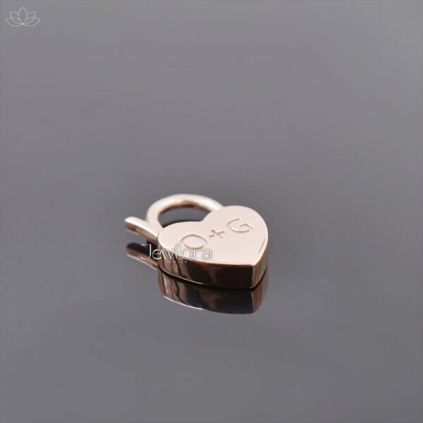 14K Rose Gold Plated Custom Initials Heart Padlock Jewelry - Image 2
