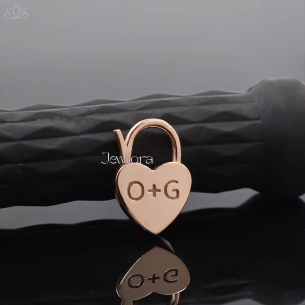 14K Rose Gold Plated Custom Initials Heart Padlock Jewelry