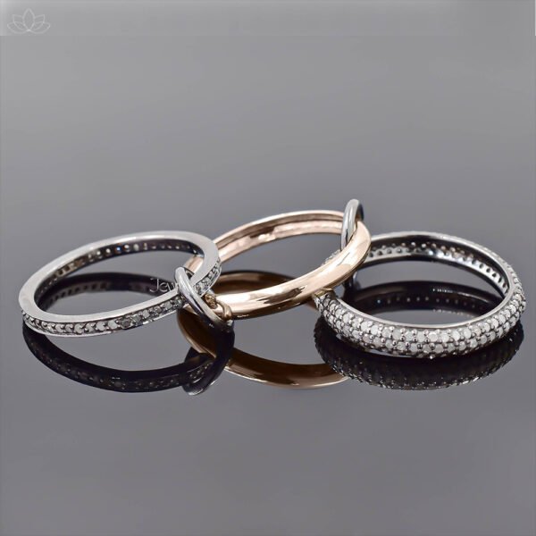 925 Silver Diamond Multi Band 3 Set Ring Jewelry - Image 2