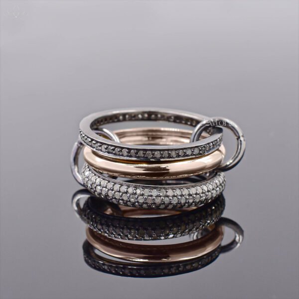 925 Silver Diamond Multi Band 3 Set Ring Jewelry