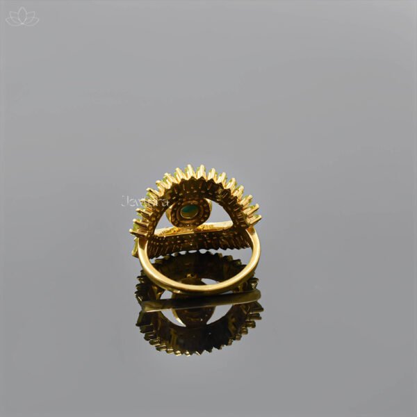 14K Gold Plated Baguette Diamond And Peridot Turquoise Ring Jewelry - Image 2