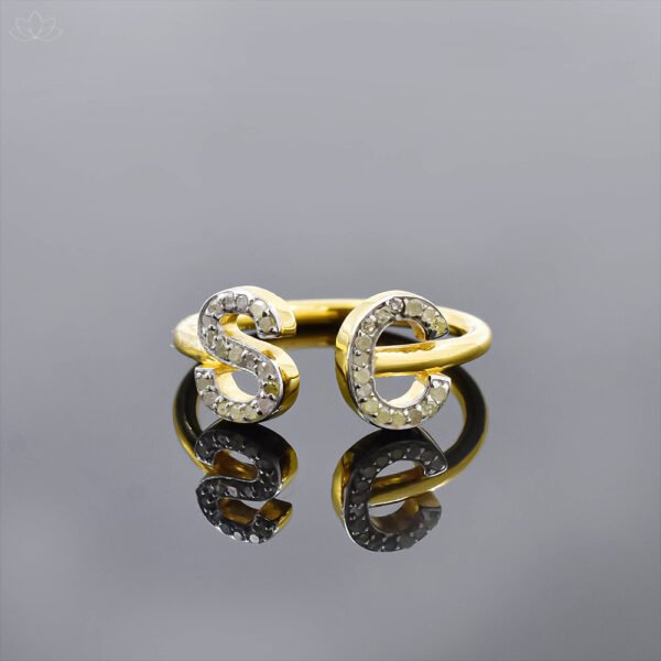 925 Silver Gold Plated Diamond Custom Letter Ring Jewelry