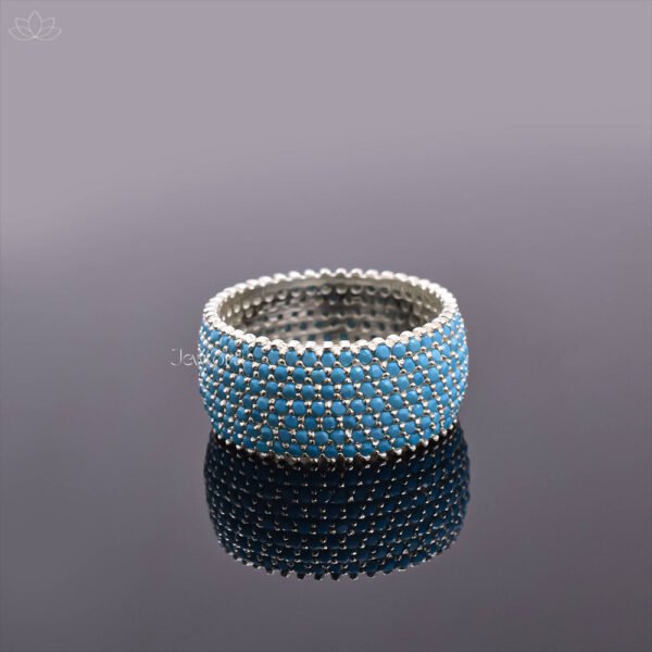 92.5 Silver Turquoise Cigar Band Ring Jewelry - Image 2