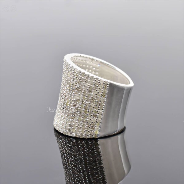 925 Silver Diamond Cigar Band Ring  jewelry - Image 4