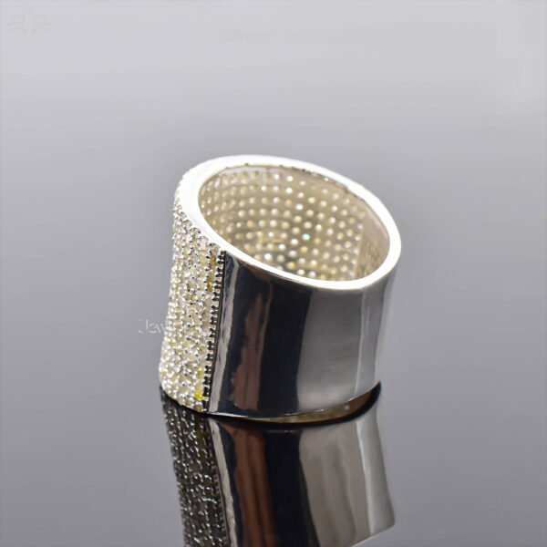 925 Silver Diamond Cigar Band Ring  jewelry - Image 3