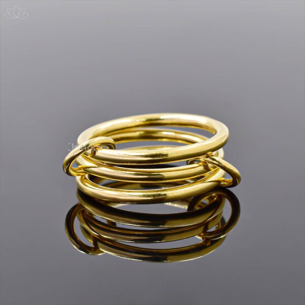 14K Yellow Gold 3 Set Multi Connector Band Ring Jewelry