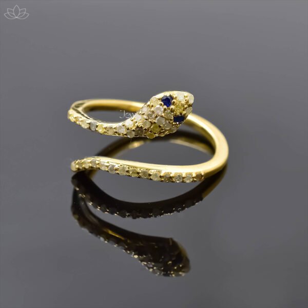 925 Sterling Silver Diamond Snake Ring Jewelry - Image 4