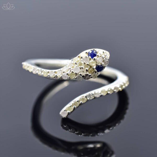 925 Sterling Silver Diamond Snake Ring Jewelry