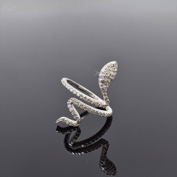 92.5 Silver Diamond Snake Band Ring Jewelry