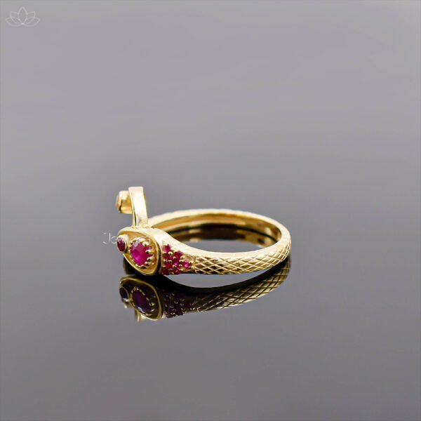 14K Yellow Gold Ruby Cobra Snake Band Ring Jewelry - Image 2