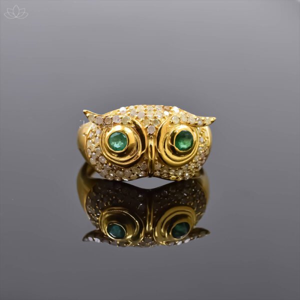14K Yellow Gold Plated Owl Ring Jewelry