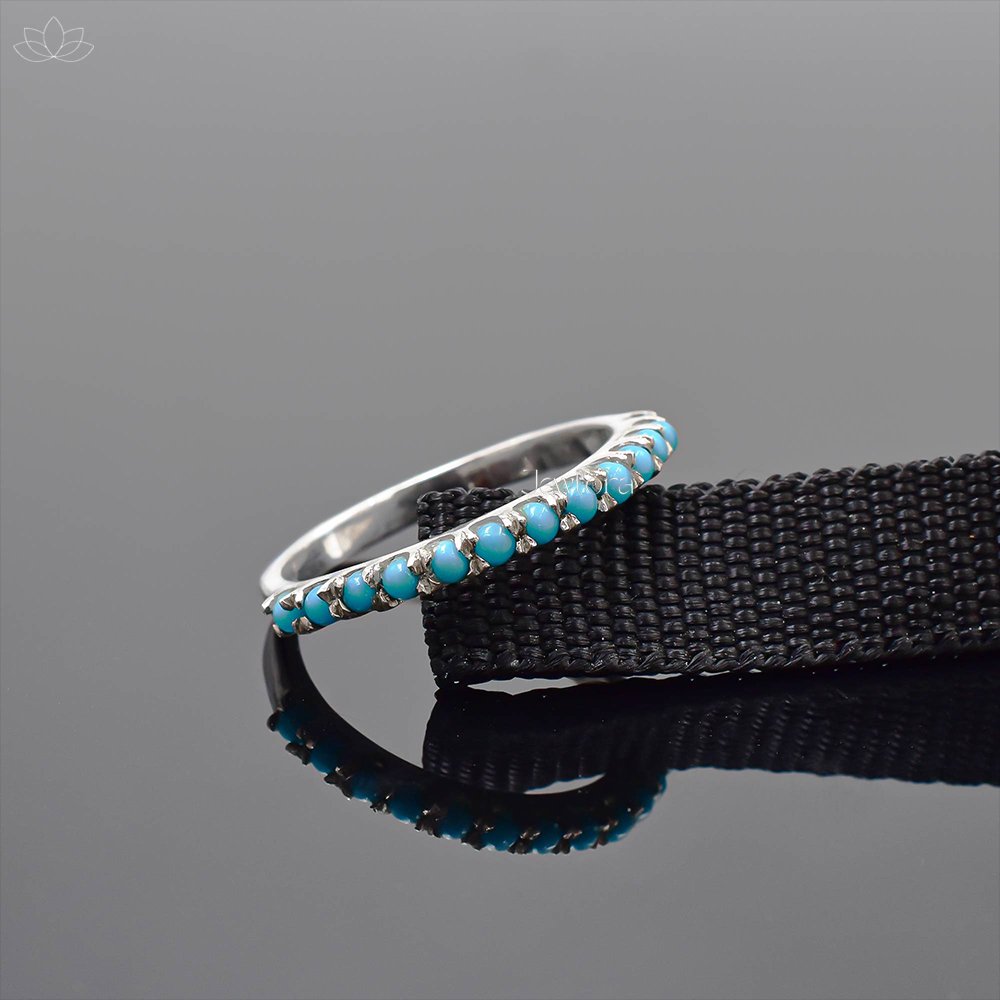 92.5 Silver Turquoise Band Ring Jewelry