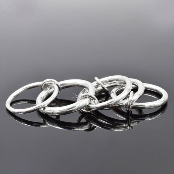 14K Yellow Gold Jumps & 925 Silver 5 Set Band Ring Jewelry - Image 4
