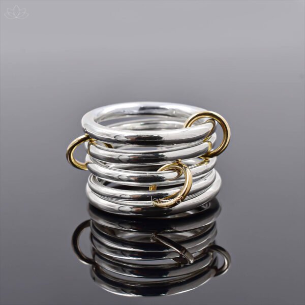 14K Yellow Gold Jumps & 925 Silver 5 Set Band Ring Jewelry