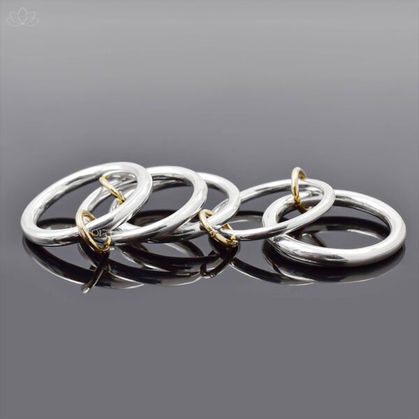 14K Yellow Gold Jumps & 925 Silver 5 Set Band Ring Jewelry - Image 2