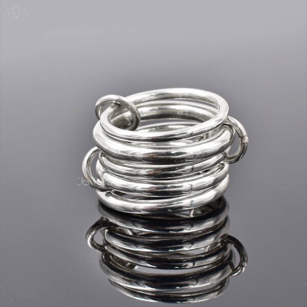 14K Yellow Gold Jumps & 925 Silver 5 Set Band Ring Jewelry - Image 3