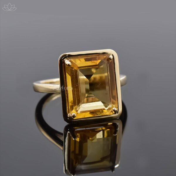 14K Yellow Gold Citrine Stone Band Ring Jewelry - Image 3