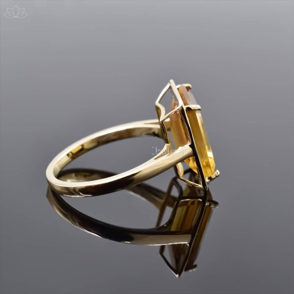 14K Yellow Gold Citrine Stone Band Ring Jewelry - Image 4