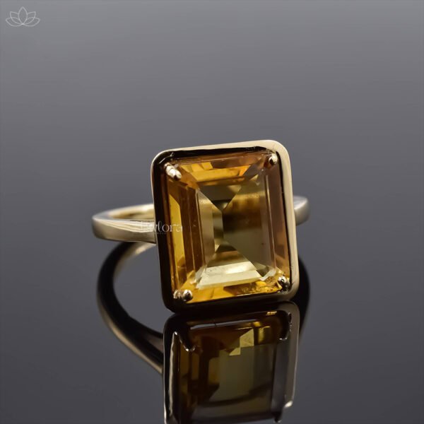14K Yellow Gold Citrine Stone Band Ring Jewelry