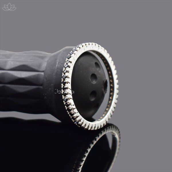 925 Silver Black Diamond Band Ring Jewelry