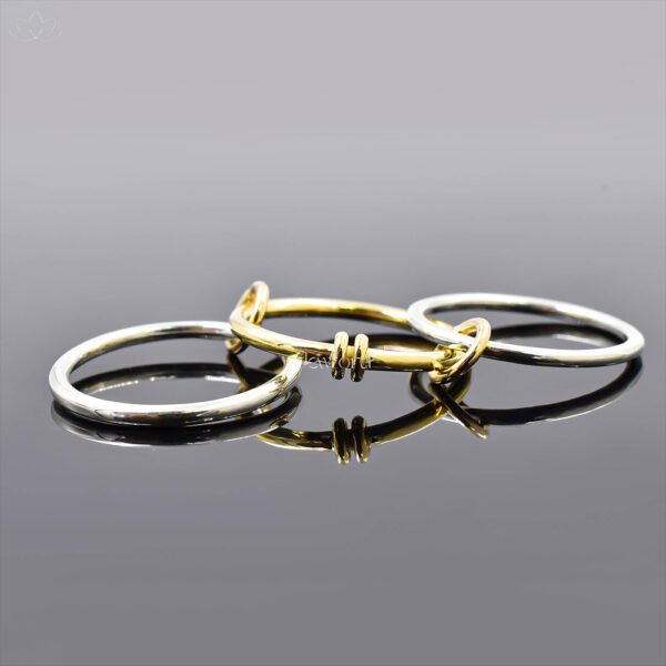 14K Yellow Gold & Silver Multi-Band 3 Set Ring Jewelry - Image 5