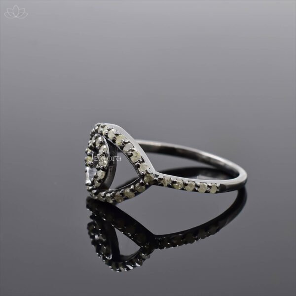 925 Silver Gray Plated Diamond Evil Eye Ring Jewelry - Image 4