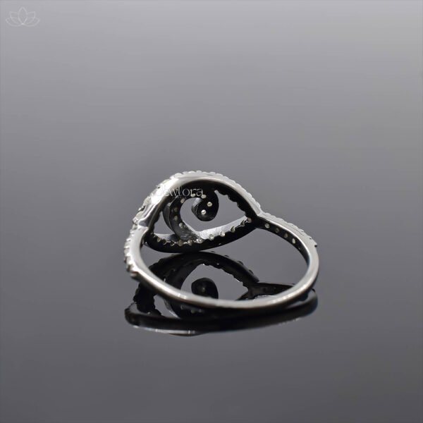 925 Silver Gray Plated Diamond Evil Eye Ring Jewelry - Image 2