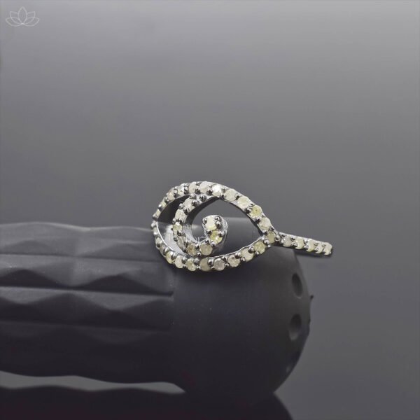 925 Silver Gray Plated Diamond Evil Eye Ring Jewelry