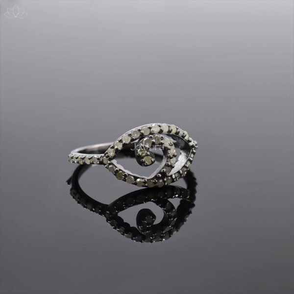 925 Silver Gray Plated Diamond Evil Eye Ring Jewelry - Image 3