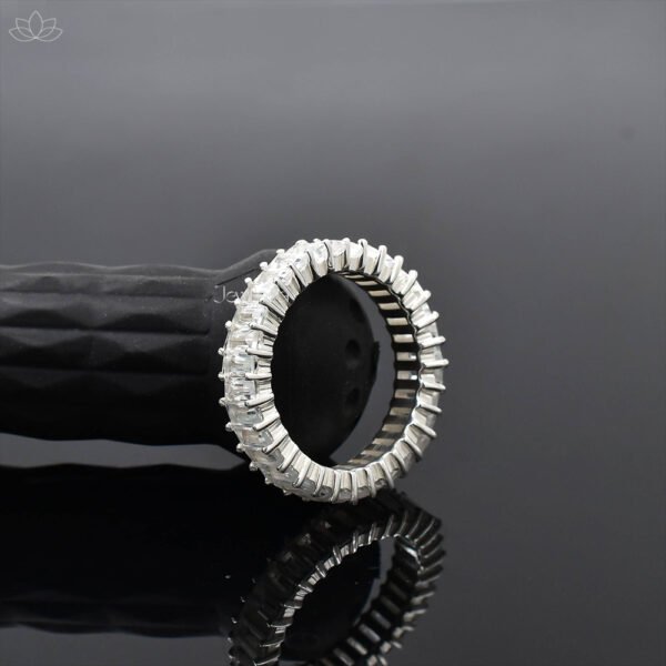14K White Gold Pink Sapphire Baguette Band Ring Jewelry - Image 4