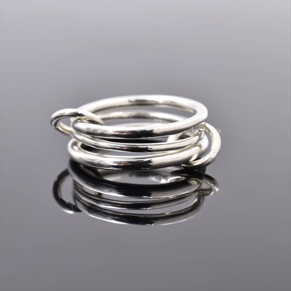 14K Yellow Gold Middle Band 2 Multi Jump Connector 3 Set Ring Jewelry - Image 4
