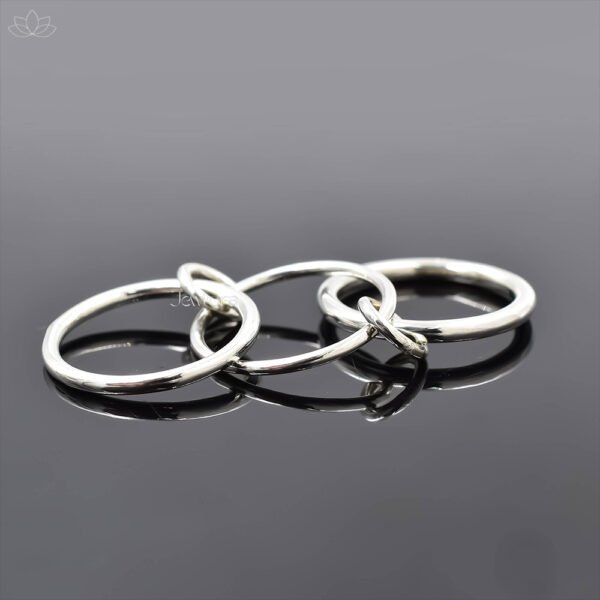 14K Yellow Gold Middle Band 2 Multi Jump Connector 3 Set Ring Jewelry - Image 2