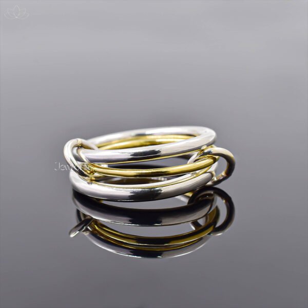 14K Yellow Gold Middle Band 2 Multi Jump Connector 3 Set Ring Jewelry