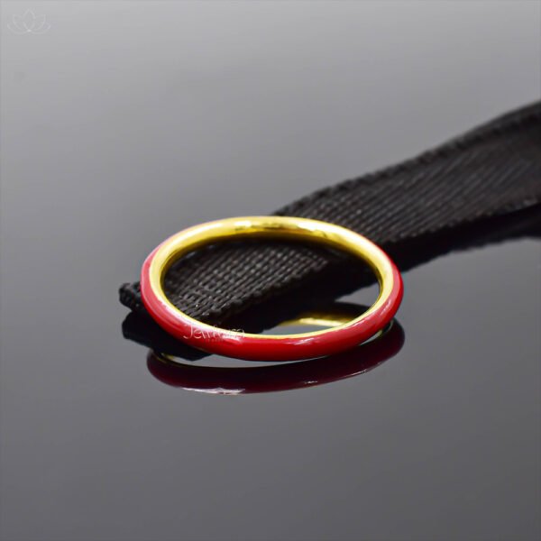 14K Yellow Gold Red Enamel Band Ring Jewelry - Image 2