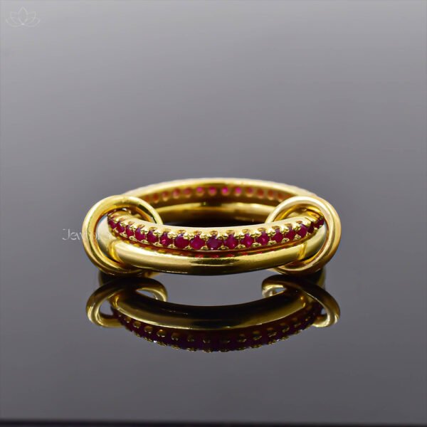 14K Yellow Gold Plated Ruby 2 Set Band Ring Jewelry