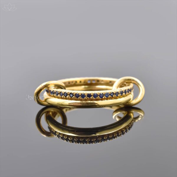 14K Yellow Gold Plated Ruby 2 Set Band Ring Jewelry - Image 4