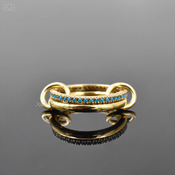 14K Yellow Gold Plated Ruby 2 Set Band Ring Jewelry - Image 5