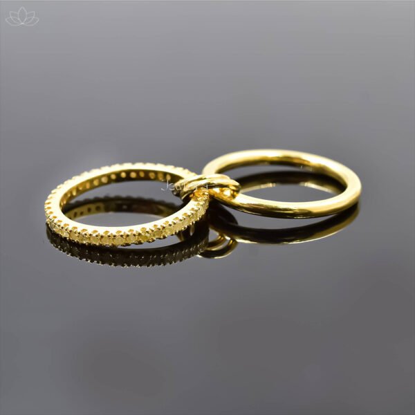14K Yellow Gold Plated Ruby 2 Set Band Ring Jewelry - Image 2