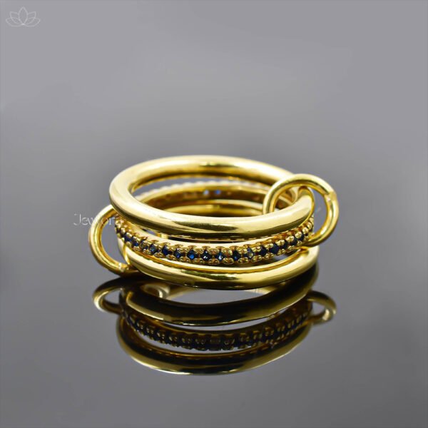 14K Yellow Gold Plated Tsavorite 3 Set Band Ring Jewelry - Image 4