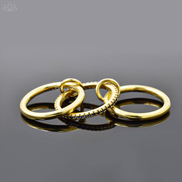 14K Yellow Gold Plated Tsavorite 3 Set Band Ring Jewelry - Image 6